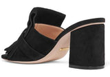 Marmont Fringed Suede Mules - Black, Green, Yellow or Pink - DESIGNER INSPIRED FASHIONS
