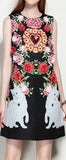 Embellished Floral Appliques Shift Dress