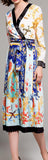 Shell Printed Pleated Wrap Dress