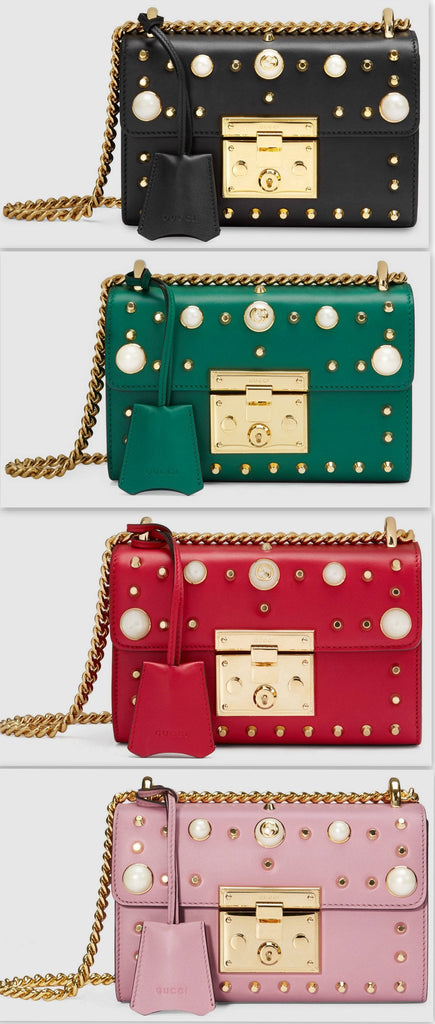 Padlock Pearl Studded Leather Shoulder Bag - (Various colors to choose from) - DESIGNER INSPIRED FASHIONS