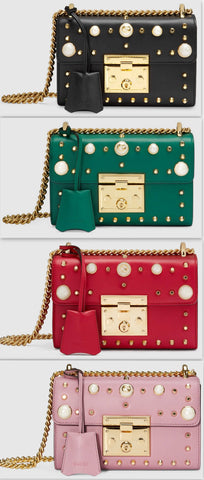 Padlock Pearl Studded Leather Shoulder Bag - (Various colors to choose from) - DESIGNER INSPIRED FASHIONS