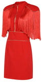 Fringed-Shoulder Mini Dress - Black, Red or White - DESIGNER INSPIRED FASHIONS