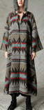 Native Print Long Wool Coat