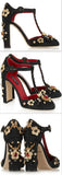 Embellished Brocade Mary Jane Pumps - DESIGNER INSPIRED FASHIONS