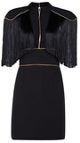 Fringed-Shoulder Mini Dress - Black, Red or White - DESIGNER INSPIRED FASHIONS