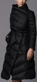 Puffer Coat with Removable Fur Collar, Black