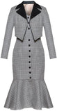 Plaid Crop-Jacket & Flared Midi Dress