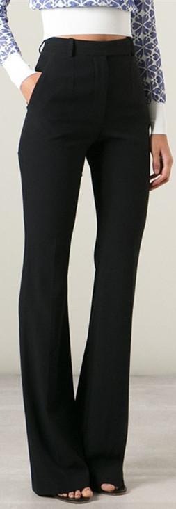 Flared-Leg Dress Pants-Black - DESIGNER INSPIRED FASHIONS