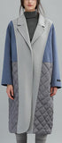 Color-Contrast Wool Quilted Down Coat