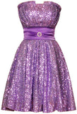 Purple Strapless Sequin Dress