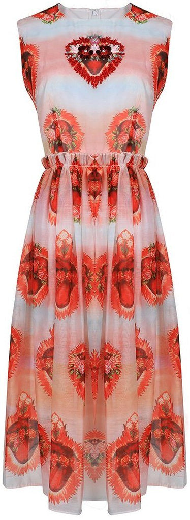 Embellished Heart Printed Dress