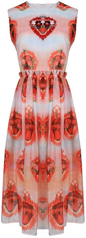 Embellished Heart Printed Dress