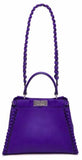 Peekaboo Medium Stitch Threading Satchel Bag - (Black, Cognac, Purple) - DESIGNER INSPIRED FASHIONS