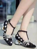 'Ofelia' T-Strap Pump in Black - DESIGNER INSPIRED FASHIONS