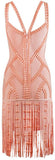 Bead-Embellished Fringed Dress in Pink - DESIGNER INSPIRED FASHIONS