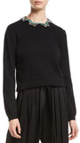 Black Embellished Butterfly Neck Sweater