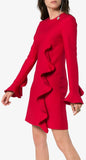 Ruffled Mini Dress, Red