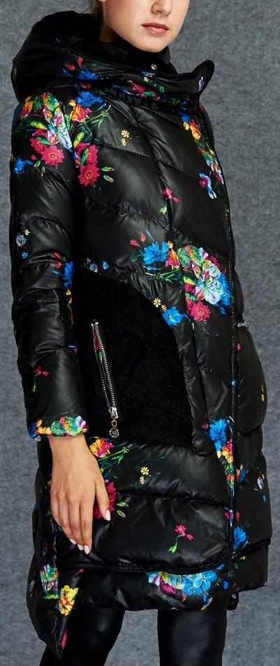Floral Print Puffer Down Coat