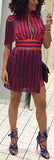 Fringed Striped Mini Dress - DESIGNER INSPIRED FASHIONS