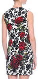 Rose Print Jacquard Shift Dress - DESIGNER INSPIRED FASHIONS