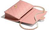 Flap Bag with Pearl Chain, Pink | DESIGNER INSPIRED FASHIONS
