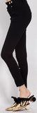 Metal-Button-Embellished Skinny Pants, Black