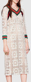 Macrame Lace Contrast-Stripe Knit Dress - DESIGNER INSPIRED FASHIONS