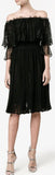 Black Off-the-Shoulder Knitted Lace Dress - DESIGNER INSPIRED FASHIONS