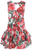 Rose Print Tiered Dress - DESIGNER INSPIRED FASHIONS