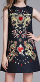 Black Embellished Jacquard Mini Dress
