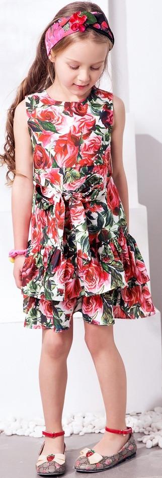 Rose Print Tiered Dress - DESIGNER INSPIRED FASHIONS
