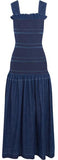 Ruffled Smocked Denim Maxi Dress - DESIGNER INSPIRED FASHIONS