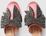 Satin Slipper with Crystal Bow, Pink - DESIGNER INSPIRED FASHIONS