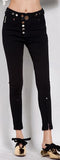 Metal-Button-Embellished Skinny Pants, Black