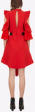 Asymmetrical Ruffle-Sleeve Dress