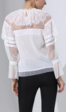Ruffle Lace Blouse, White - DESIGNER INSPIRED FASHIONS