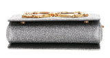 Crossbody Lurex Metallic Shoulder Bag with Chain Strap -Silver or Gold
