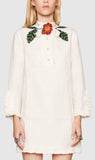 Leaf Embroidered Ruffle Dress - DESIGNER INSPIRED FASHIONS