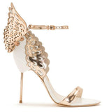 'Evangeline' Angel Wing Sandals-White & Gold - DESIGNER INSPIRED FASHIONS