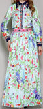 Floral Printed Shirt & Pleated Maxi Skirt Set