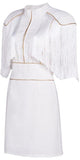 Fringed-Shoulder Mini Dress - Black, Red or White - DESIGNER INSPIRED FASHIONS