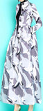 Long Single-Breasted Bird Printed Coat