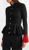 Ribbed Peplum Cardigan