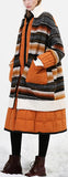 Striped Wool Puffer Down Coat