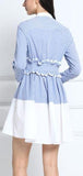 Ruffled-Waist Stripe Shirt Dress