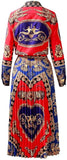 Printed Shirt and Pleated Printed Midi Skirt