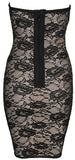 Rhinestone Embellished Strapless Lace Covered Stretchy Mini Dress
