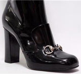 'Lillian' Horsebit Black Patent Leather Knee-High Boots - DESIGNER INSPIRED FASHIONS