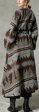 Native Print Long Wool Coat