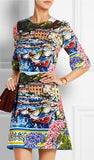 'Portofino' Printed Brocade Mini Dress - DESIGNER INSPIRED FASHIONS